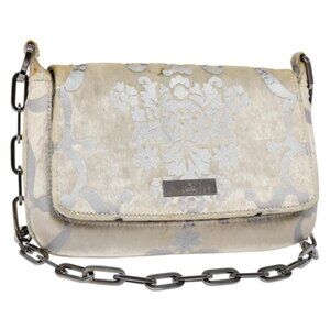 Authentic GUCCI Chain Shoulder Bag Velor White 007 2033 1705